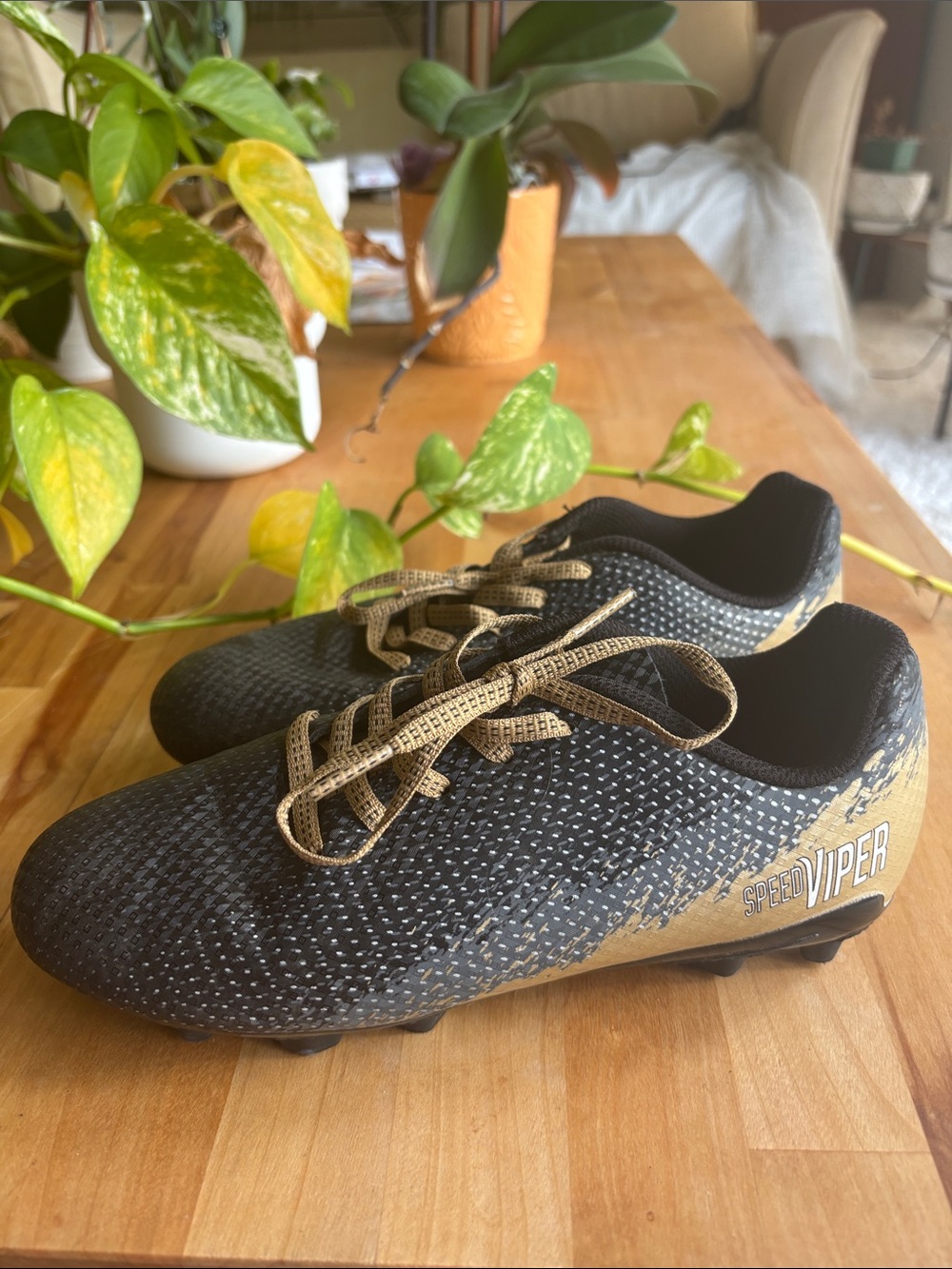 DSG Kids Black and Gold Speed Viper Soccer Cleats
